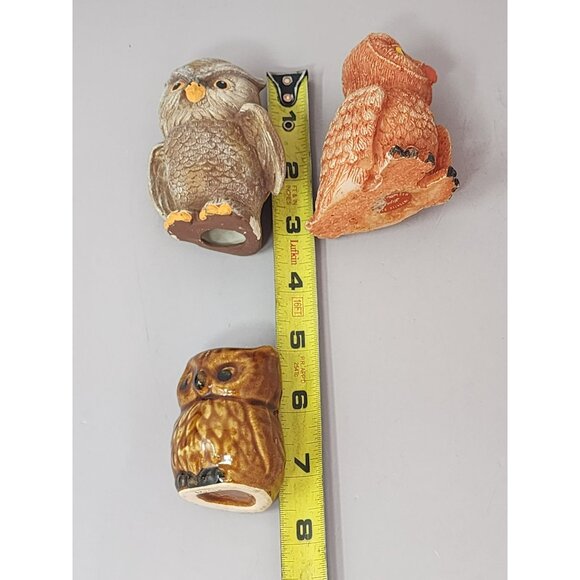 Set Of 3 Vintage Owl Figurines Handpainted Detailed Home Decor Collectibles - Picture 11 of 11